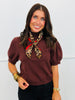Scarf Action Puff Sleeve Top (Reg.) - 4 Colors