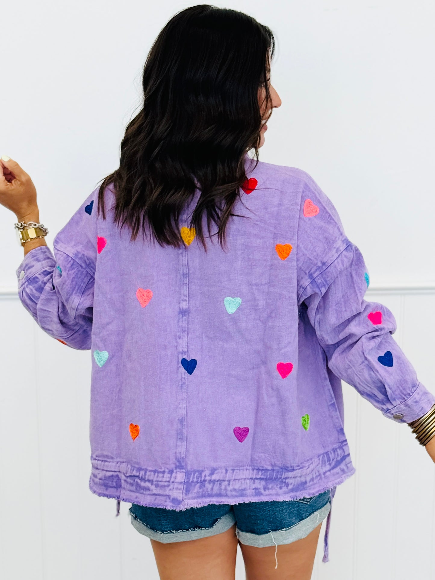 Lilac Multi Hearts Button Up Jacket (One Size)