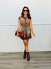 Taupe Tiger Print Back Zip Mini Dress (Reg.)