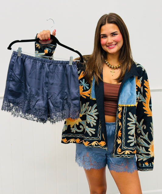 Lovely Lace Trim Silky Shorts Remix (Reg.) - 2 Colors