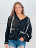 POL Black Balloon Sleeve Lace Shacket