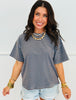 Dusty Blue Striped Fleece Tee (Reg.)