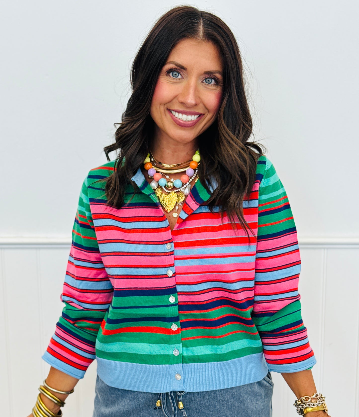 Stripe Delight Sweater Cardigan Top (Reg.) - 4 Colors