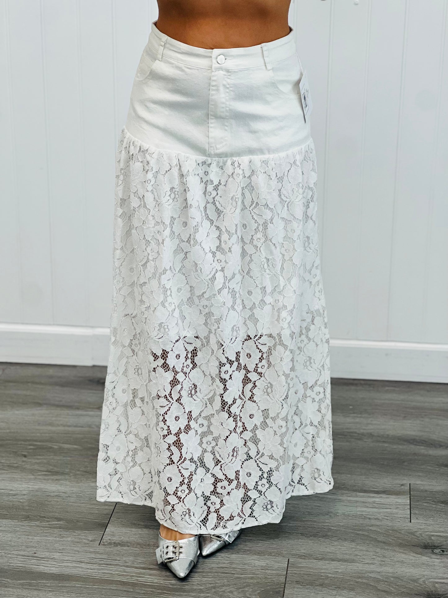 Denim Lace Midi Skirt (Reg.) - 2 Colors