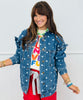 Medium Denim Polka Dot Ruffled Jacket (Reg.)