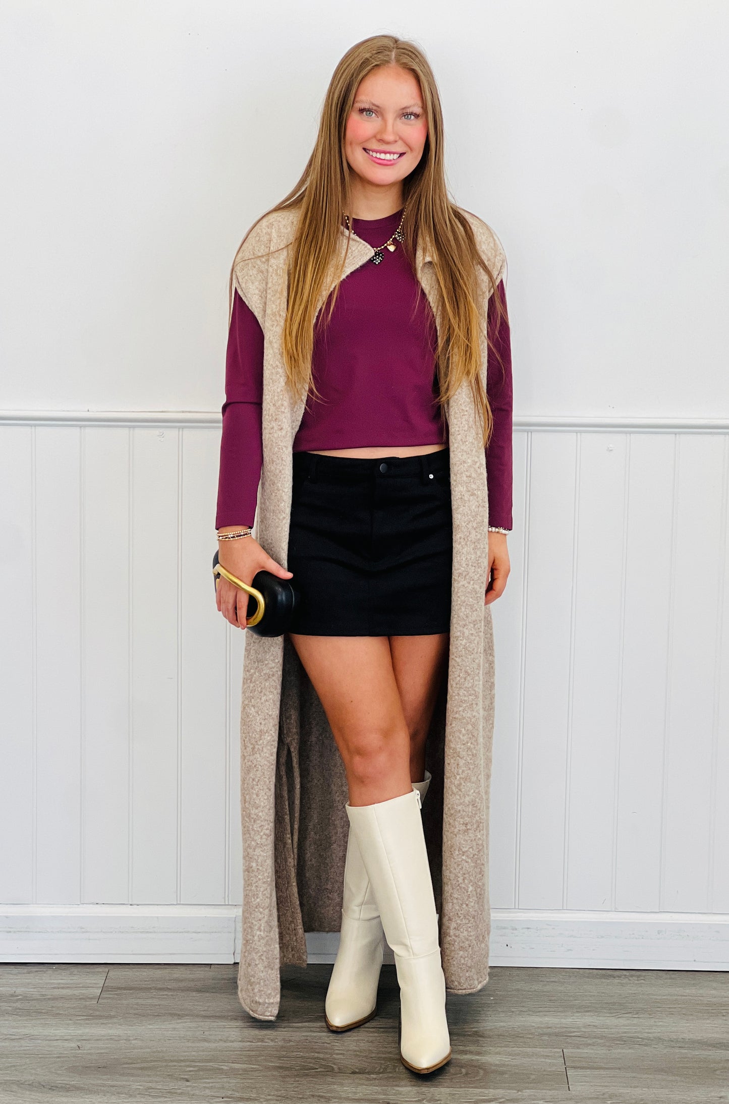 Mocha Wool Blend Maxi Cardigan (Reg.)