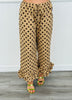 Taupe/Brown Ruffled Hem Polka Dot Pants (Reg.)
