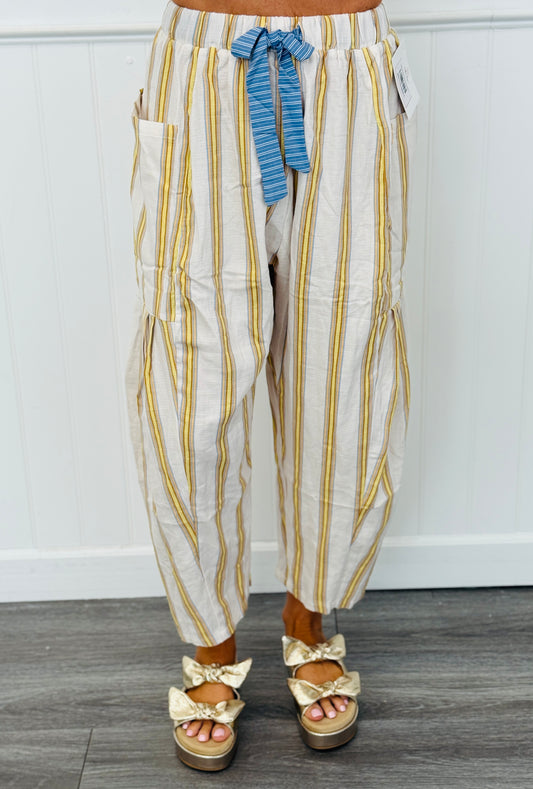 Oatmeal Striped Barrel Pants (Reg.)