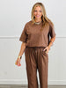 Chocolate Twinkling Rhinestones Tee Top & Pants Set (Reg.)