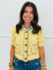 Yellow/Brown Short Sleeve Stitched Cardigan (Reg.)