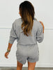 H Grey Half Zip LS Romper (Reg.)