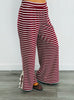 Striped Lace Side Slit Pants (Reg. and Plus) - 6 Colors
