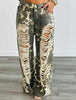 Grey Leopard Distressed Pants (Reg.)