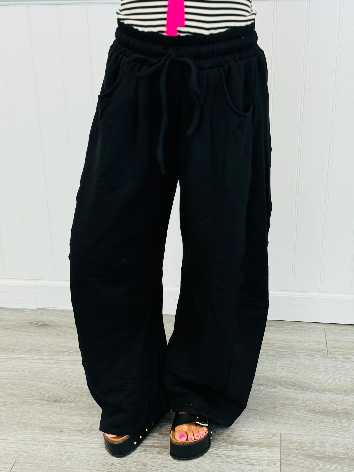 Black Striped Tube Barrel Leg Jumpsuit (Reg.)