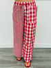 Red Mixed Gingham Print Pants (Reg.)