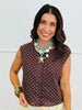 Brown/Ivory Polka Dot Sleeveless Blouse (Reg.)