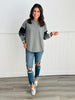 Heather Grey/Black Leopard Long Sleeve Top (Reg. & Plus)