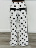 White/Black Polka Dot Contrast Side Detail Pants (Reg. and Plus)