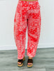 Red Bandana Print Barrel Pants (Reg. and Plus)