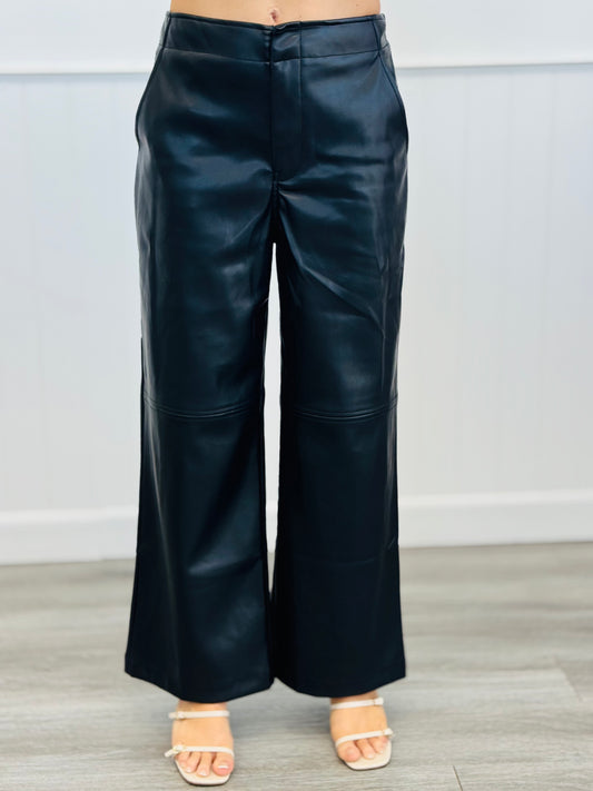 Black Faux Leather Trousers (Reg.)