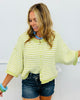 Green/Off White Thin Stripe Half Sleeve Cardigan (Reg.)