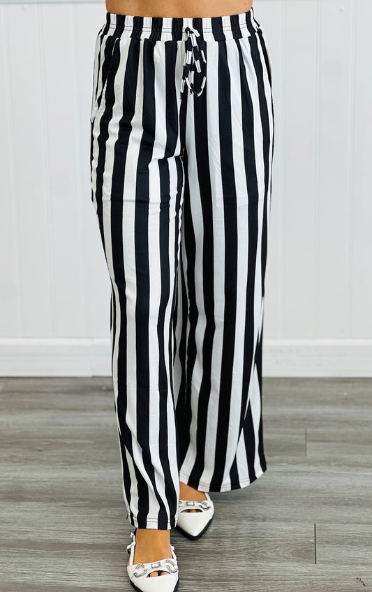 Black Vertical Vibes Stripe Pants (Reg. and Plus)