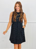 Black/Ivory Sleeveless Polka Dot Mini Dress (Reg & Plus)
