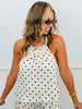 Cream/Black Polka Dot Halter Top & Pant Set (Reg.)