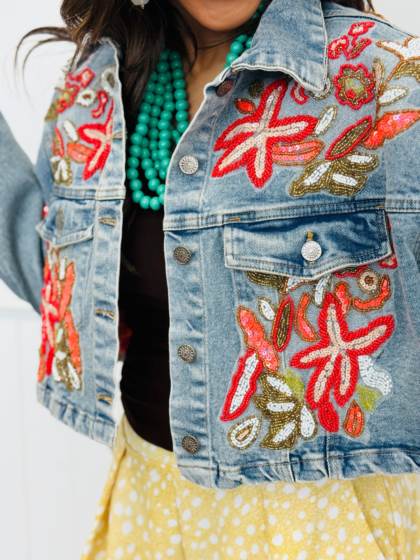 POL Bloom & Shine Beaded Denim Jacket (Reg.)
