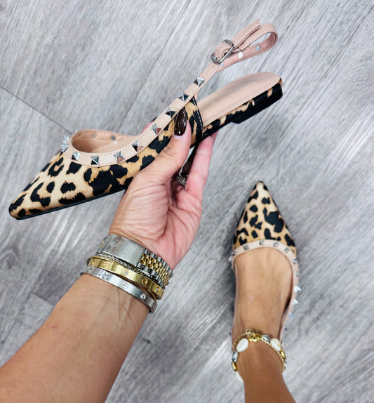 Leopard Touch Of Edge Slingback Flats