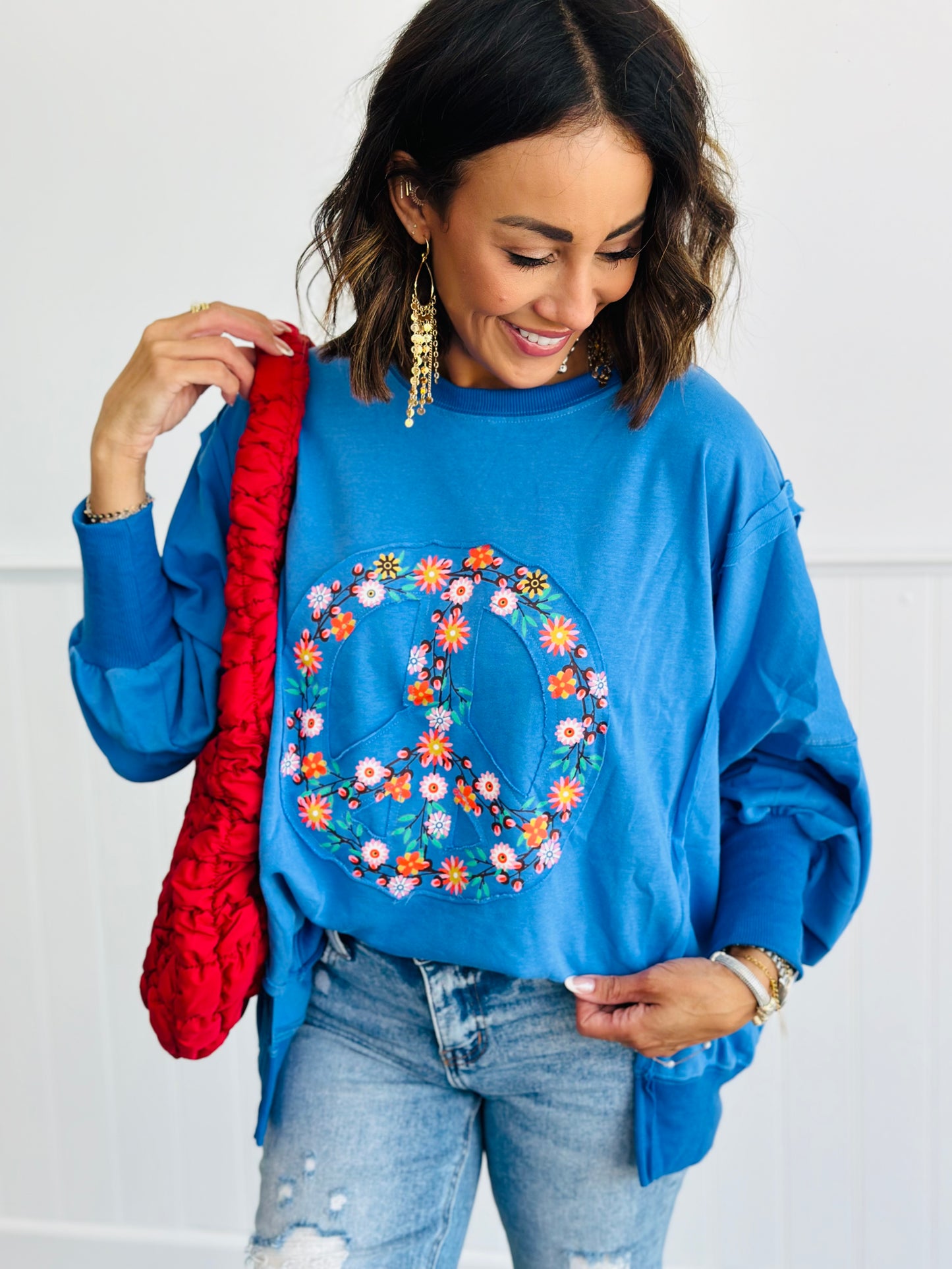 Cadet Blue Peace Patch Sweatshirt (Reg & Plus)