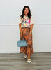 Rust Deer Print Front Slit Midi Skirt (Reg.)