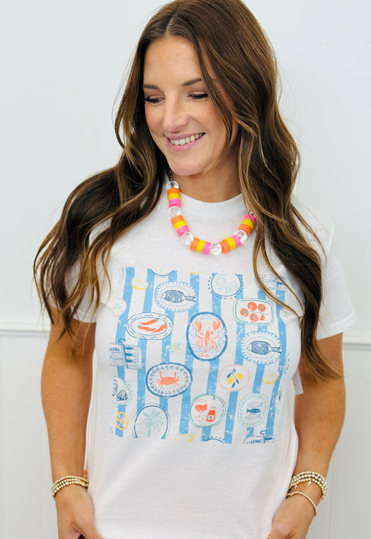 Striped Seafood Platter Tee (Reg. and Plus)