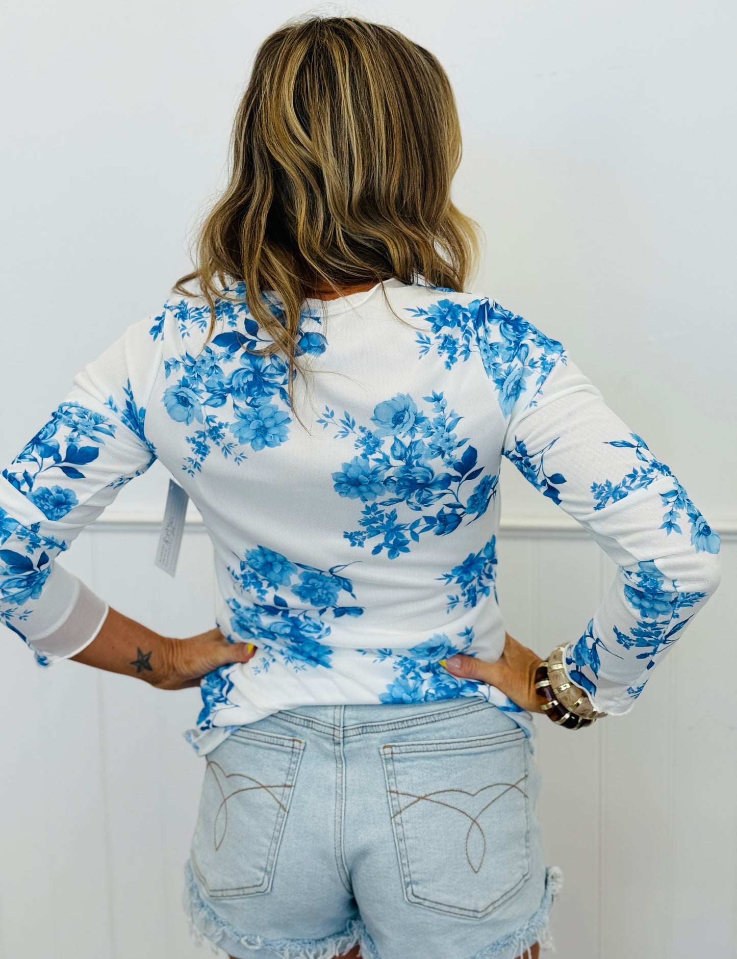 Blue Floral Double Layered Top (Reg & Plus)