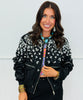 Black Beaded Sequin Zip Up Jacket (Reg.)