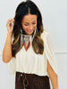 Beige Semi Sheer Overlay Top & Maxi Skirt Set (Reg.)