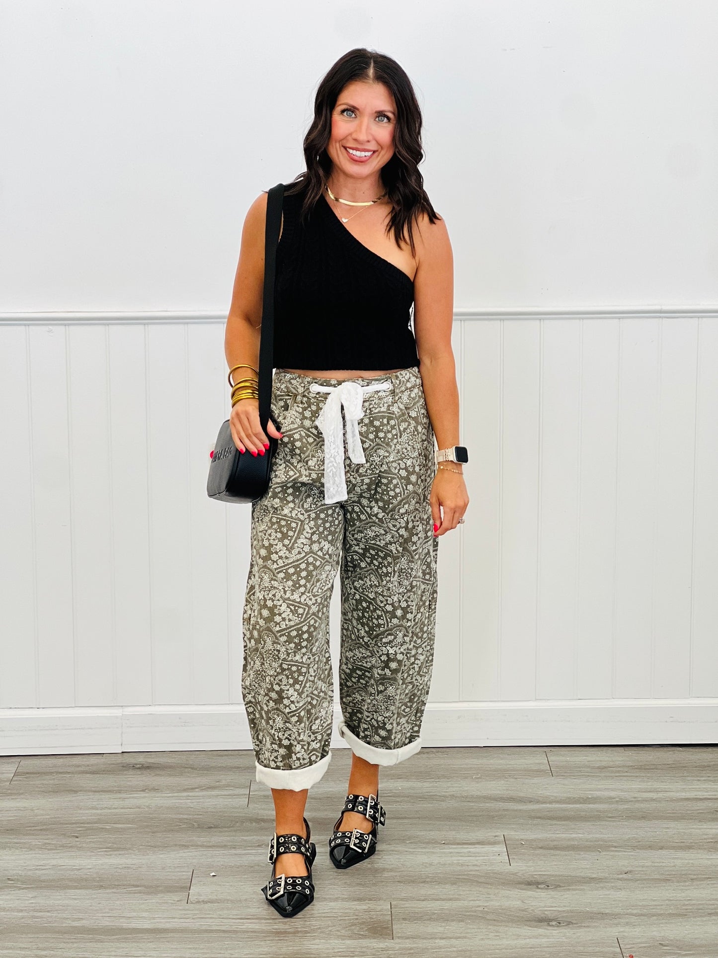 Washed Denim Paisley Printed Denim Pants (Reg. and Plus) - 2 Colors