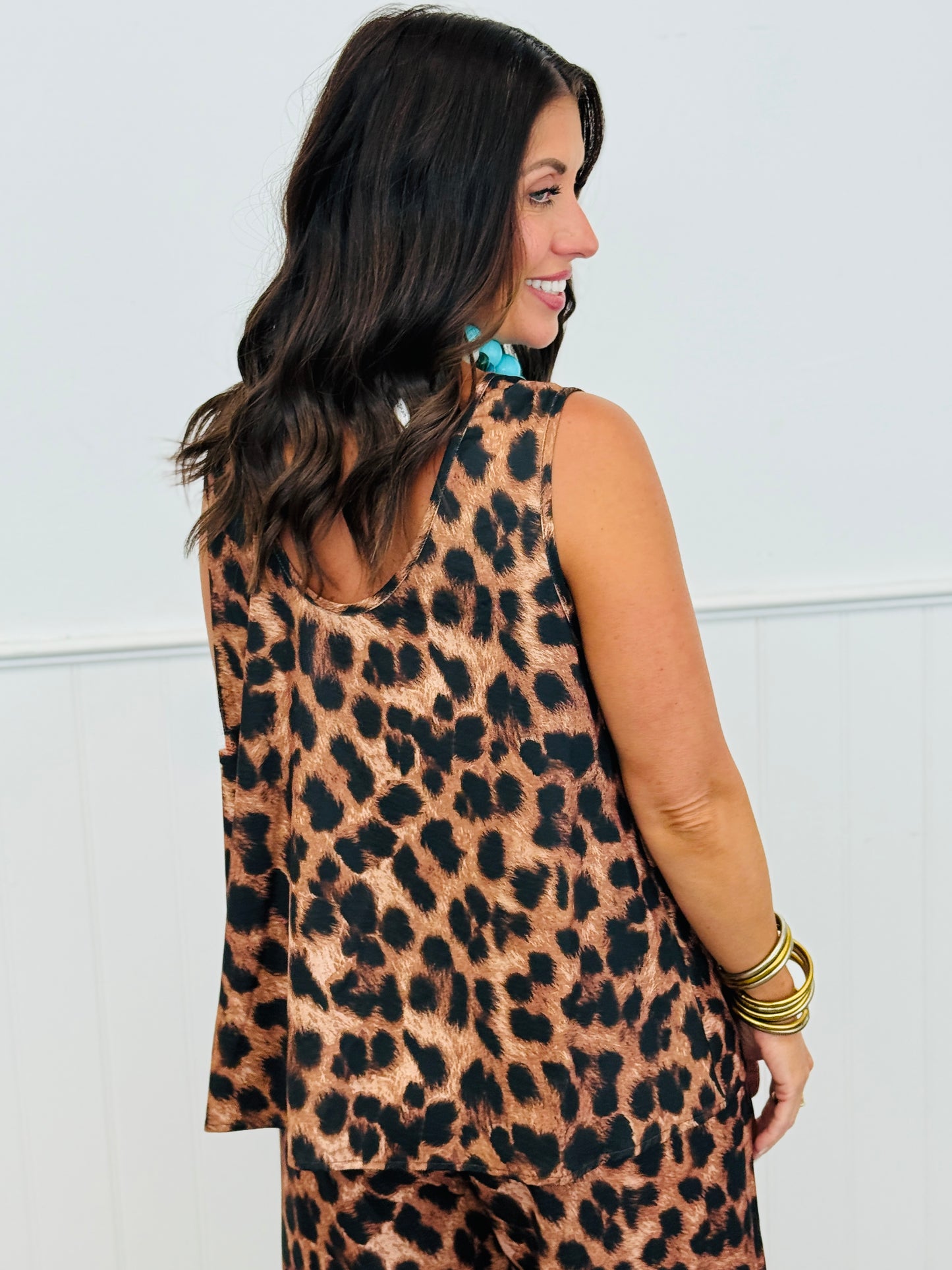 Leopard Print Scoop Back Tank & Pants Set (Reg.)