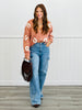 Medium Denim Pearl Studded Wide Leg Cargo Jeans (Reg.)