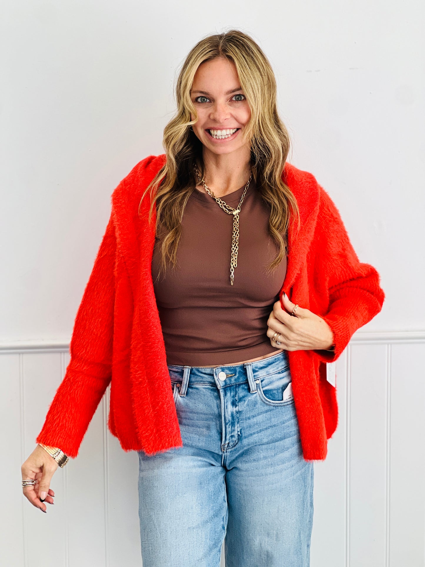 Fuzzy Hoodie Sweater Cardigan (Reg.)-2 Colors