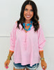 Pink Striped Half Zip Top (Reg & Plus)