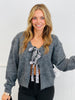 Charcoal Sequin Front Tie Cardigan (Reg.)