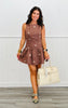 Brown/Beige Embroidered  Mini Dress (Reg.)
