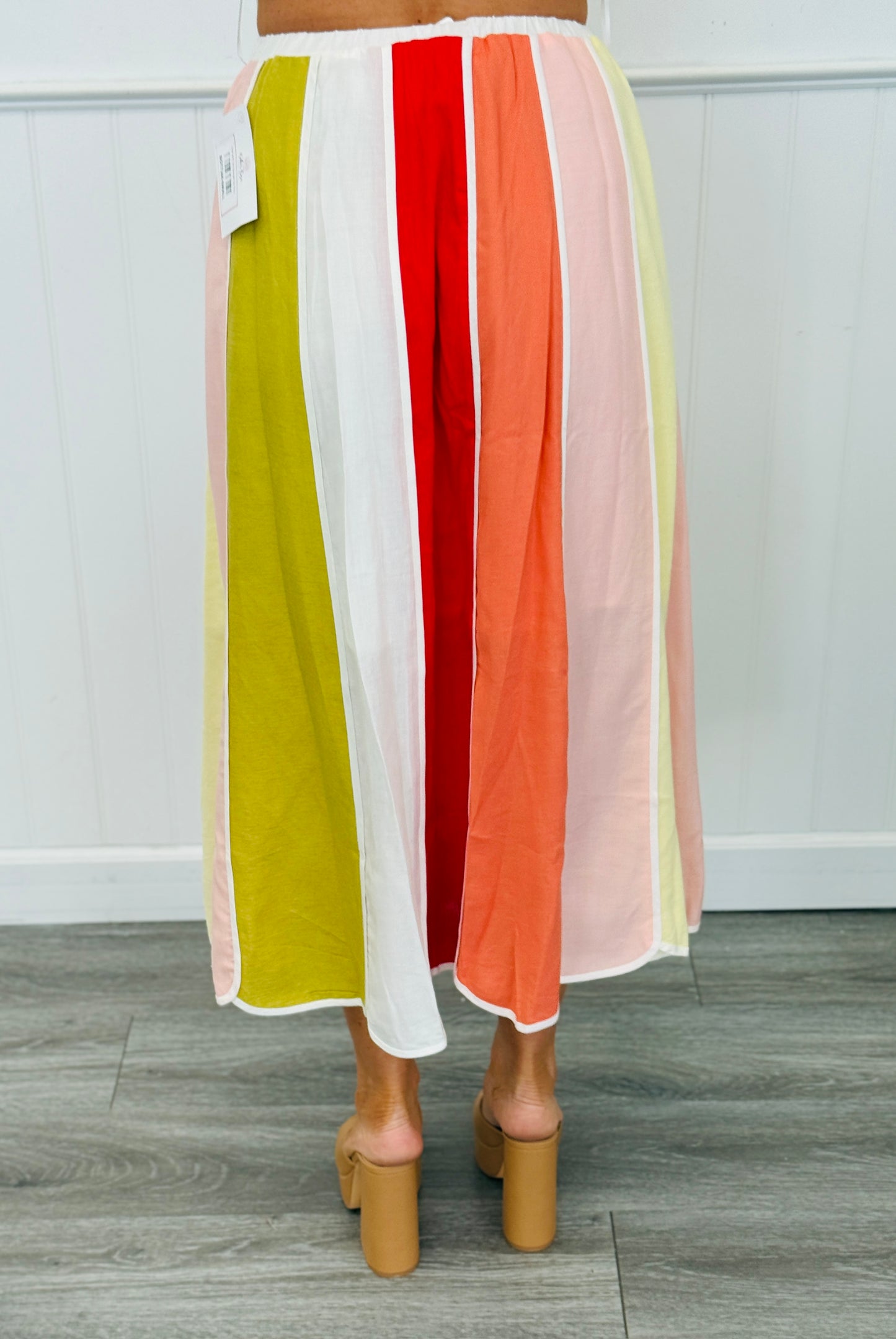 Cream Multi Color Block Midi Skirt (Reg.)