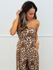 Brown Strapless Leopard Print Jumpsuit (Reg.)