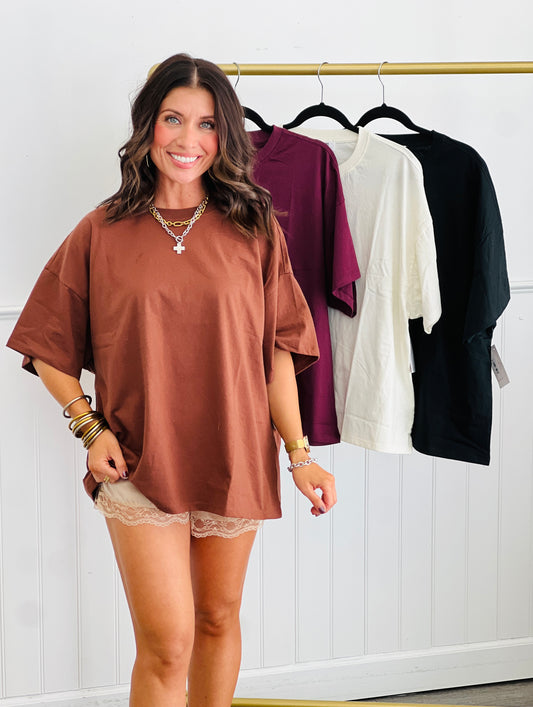 Crew Neck Oversized Tee (Reg.)- 4 Colors
