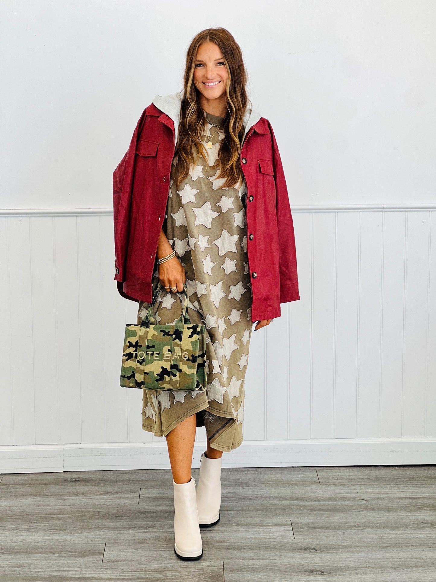 Charcoal Star Patch Detail Maxi Dress (Reg.)