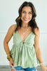 Plunging Bubble Hem Cami Top (Reg)-2 Colors