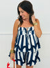 Navy/Off White Wide Stripe Babydoll Shorts Set (Reg.)