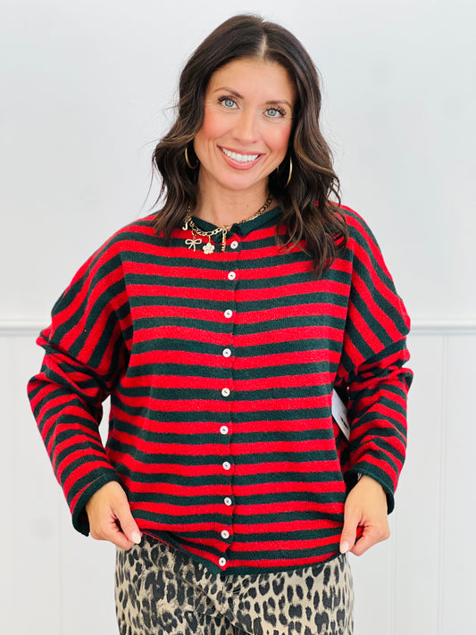 Red/Green Striped Gigi Cardigan (Reg.)